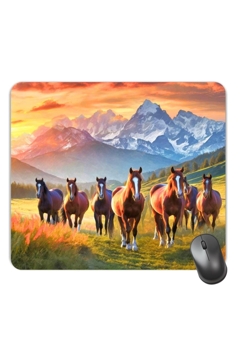 Customized Beautiful Horses Picture Sublimation Mouse Pad | 8 X 7.5 Inch | Smooth Cloth Surface | Non-Slip Rubber Base | Personalized Mousepad for Laptop & Desktop (F17318)