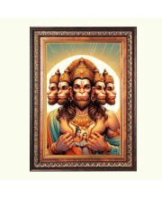 Sri Panchmukhi Hanuman Color Photo 10x14 Inch - Vibrant Religious Wall Art for Home or Office Decor.