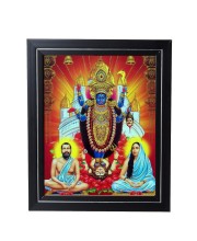 Hitech Sales Maa Kali, Ramakrishna Dev and Sarada Maa Photo Frame for Pooja Room, Temple Decor, Home Decoration and Gift (Wall and Tabletop, Rectangular, Printed Photo, 12 x 14 inches Frame, Brown)