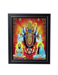 Hitech Sales Maa Kali, Ramakrishna Dev and Sarada Maa Photo Frame for Pooja Room, Temple Decor, Home Decoration and Gift (Wall and Tabletop, Rectangular, Printed Photo, 12 x 14 inches Frame, Brown)