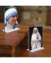 Mother Teresa Acrylic T-Style Photo Stand - 11x13 Inches, Compact and Stylish Spiritual Display, easily change 2 photos (Pack of 1)