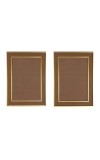 Classic Brown Wooden Photo Frame with Golden Border | Empty Picture Frame for Wall & Table Décor | Suitable for Photo, Certificate & Artwork Display | (Set of 2) (2,20x16) (22x18)