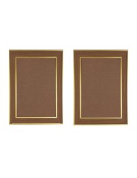 Classic Brown Wooden Photo Frame with Golden Border | Empty Picture Frame for Wall & Table Décor | Suitable for Photo, Certificate & Artwork Display | (Set of 2) (2,20x16) (22x18)