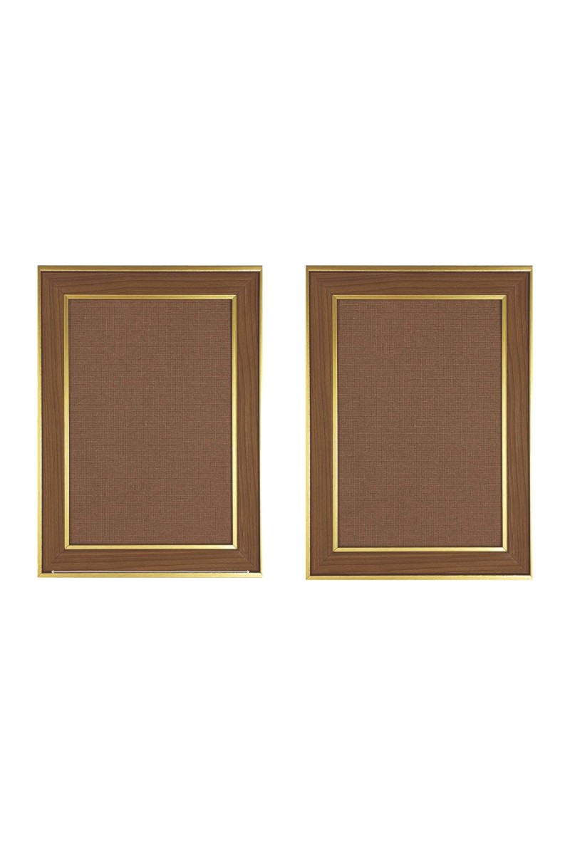 Classic Brown Wooden Photo Frame with Golden Border | Empty Picture Frame for Wall & Table Décor | Suitable for Photo, Certificate & Artwork Display | (Set of 2) (2,20x16) (22x18)