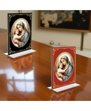 Mother Mary Acrylic T-Style Photo Stand - 11x13 Inches, Compact and Stylish Spiritual Display, easily change 2 photos (Pack of 1)