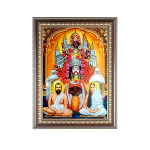 Maa Kali with Ramakrishna Dev and Sarada Ma Photo Frame - 16x20 Inches, Brown Wooden Frame for Home, Office & Temple Decoration Maa Kali with Ramakrishna Dev and Sarada Ma Photo Frame - 16x20 Inches, Brown Wooden Frame for Home, Office & Temple Decoration