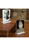 Netaji Subhas Chandra Bose Acrylic T-Style Photo Stand - 7x9 Inches, Compact and Stylish Spiritual Display, easily change 2 photos (Pack of 1)