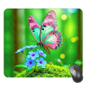 Customized Beautiful Butterfly Picture Sublimation Mouse Pad | 8 X 7.5 Inch | Smooth Cloth Surface | Non-Slip Rubber Base | Personalized Mousepad for Laptop & Desktop (F17237)