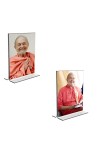 Car Desk/Table Top Swami Kriyananda Acrylic T-Style Photo Stand - 2.5x3.5 Inches, Compact and Stylish Spiritual Display, easily change 2 photos (Pack of 1)
