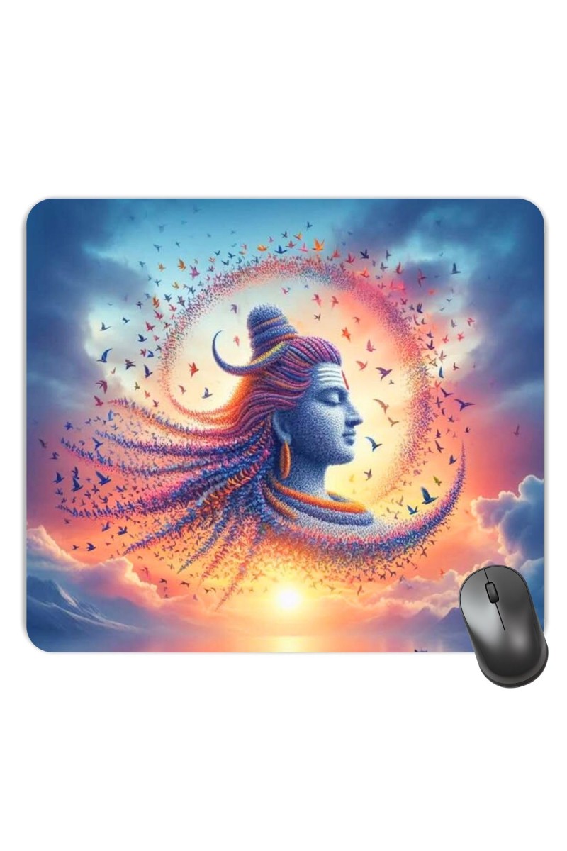 Customized Lord Shiva Picture Sublimation Mouse Pad | 8 X 7.5 Inch | Smooth Cloth Surface | Non-Slip Rubber Base | Personalized Mousepad for Laptop & Desktop (F17023)