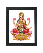 Hitech Sales Mata Laxmi Polystyrene Photo Frame for Pooja Room, Temple, Home Decor and Gift (Printed Photo, Black, 7.12 x 9.12 inches)