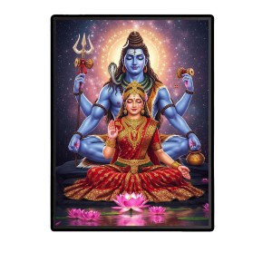 Shiva Parvati Laminated Photo - 11x13 Inches, Divine Blessings for Home & Office and Temple Decoration