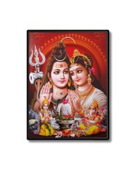 Shiva Family Laminated Photo - 5x7 Inches, Divine Blessings for Home & Office and Temple Decoration