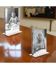 Sri Sri Anukul chandra Thakur Acrylic T-Style Photo Stand - 11x13 Inches, Compact and Stylish Spiritual Display, easily change 2 photos (Pack of 1)
