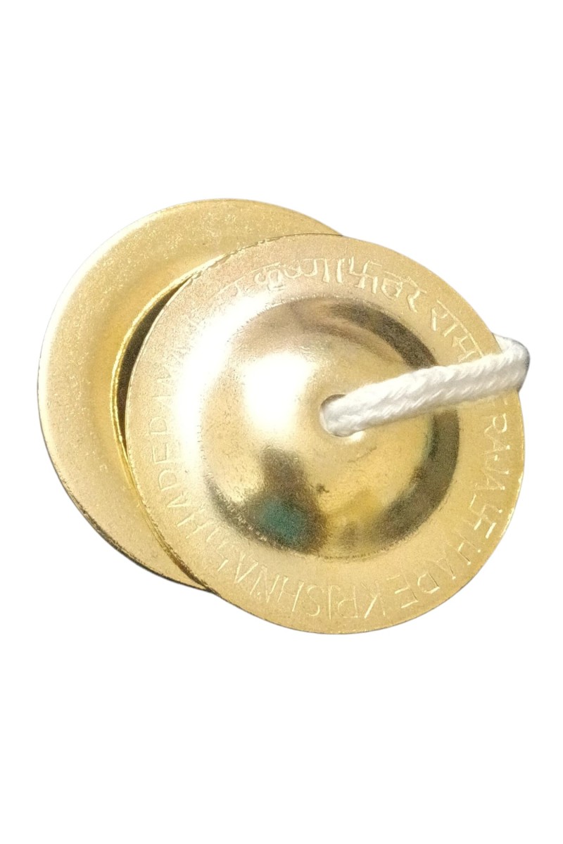 HiTechMart Handcrafted Brass Manjeera – 6.5cm Indian Classical Musical Instrument for Bhajan, Kirtan, Puja – Traditional Cymbals with Clear, Resonant Sound – 106g Lightweight with Durable String