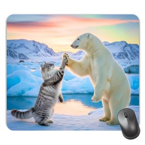 Customized White Bear Picture Sublimation Mouse Pad | 8 X 7.5 Inch | Smooth Cloth Surface | Non-Slip Rubber Base | Personalized Mousepad for Laptop & Desktop (F17346)