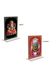 Car Desk/Table Top Sri Ganesh & Lord Shiva Lingam Acrylic T-Style Photo Stand - 2.5x3.5 Inches, Compact and Stylish Spiritual Display, easily change 2 photos (Pack of 1)