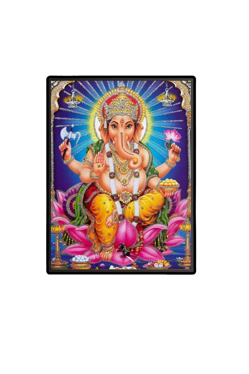 Ganesh Laminated Photo - 5x7 Inches, Divine Blessings for Home & Office and Temple Decoration