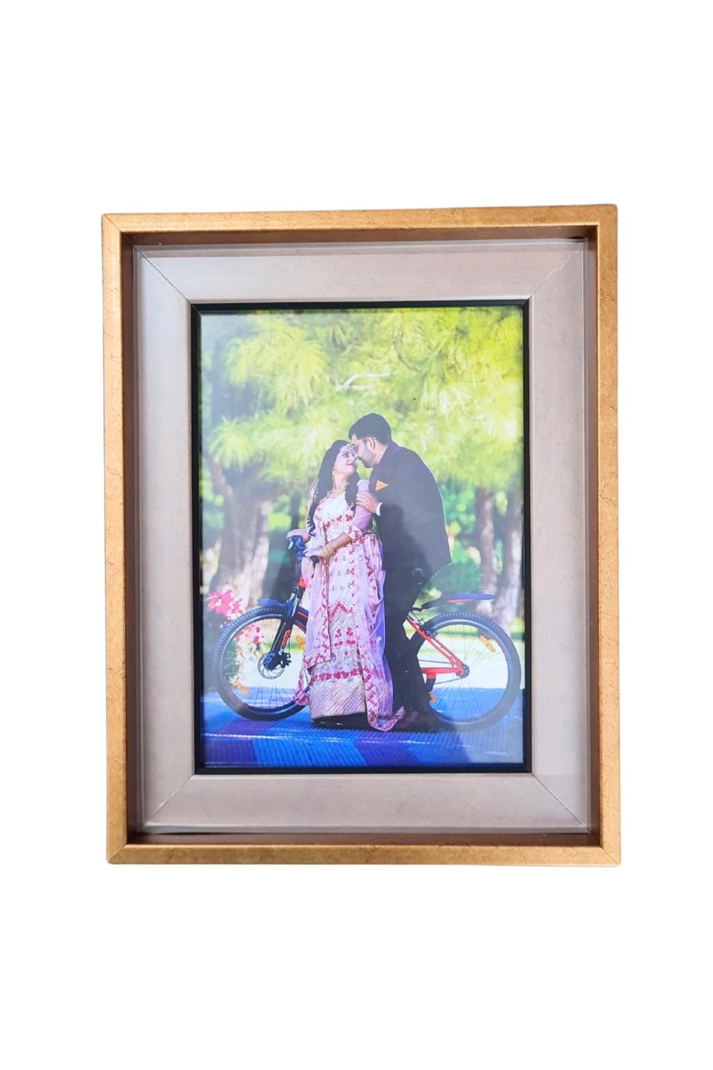 HiTechMart Polystyrene Personalized Photo Frame – Custom Picture Frame for Wall and Tabletop Display – Ideal for Home Decor and Gifting (Golden)