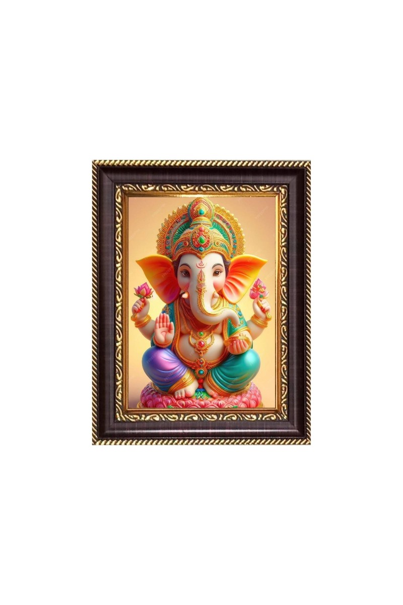 Sri Ganeshji Digital Print Photo 6.7x8.7 inches - Vibrant Religious Wall Art for Home, Office and Temple Decor.