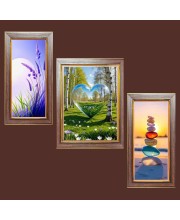 3-Pack Serenity at it Photo Frames - 2 Pieces 8x15 Inch & 1 Piece 12x15 Inch - Rustic Wall Art for Home & Office Decor - Botanical Wall Hanging for Living Room, Bedroom, or Workspace