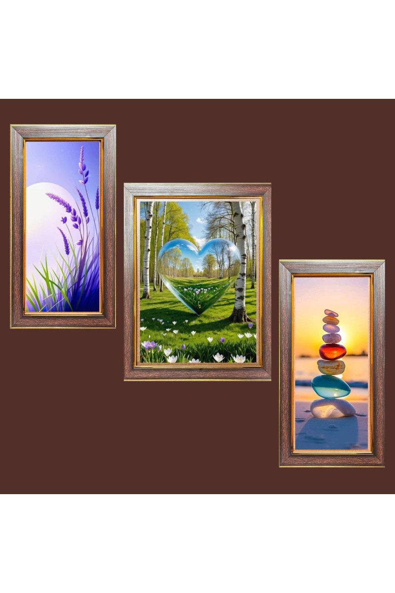 3-Pack Serenity at it Photo Frames - 2 Pieces 10x17 Inch & 1 Piece 14x17 Inch - Rustic Wall Art for Home & Office Decor - Botanical Wall Hanging for Living Room, Bedroom, or Workspace