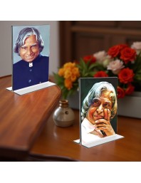 APJ Abdul Kalam Acrylic T-Style Photo Stand - 5x7 Inches, Compact and Stylish Spiritual Display, easily change 2 photos (Pack of 1)
