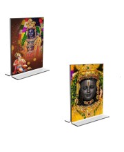 Car Desk/Table Top Sri Ram Lalla Acrylic T-Style Photo Stand - 2.5x3.5 Inches, Compact and Stylish Spiritual Display, easily change 2 photos (Pack of 1)