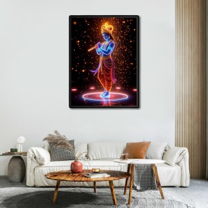 Krishna Laminated Photo - 5x7 Inches, Divine Blessings for Home & Office and Temple Decoration