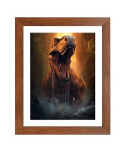 AI Funny Dinosaurs Art Picture for Kids - 10x14 inches, Brown Color - Perfect Wall Decor for Children's Room