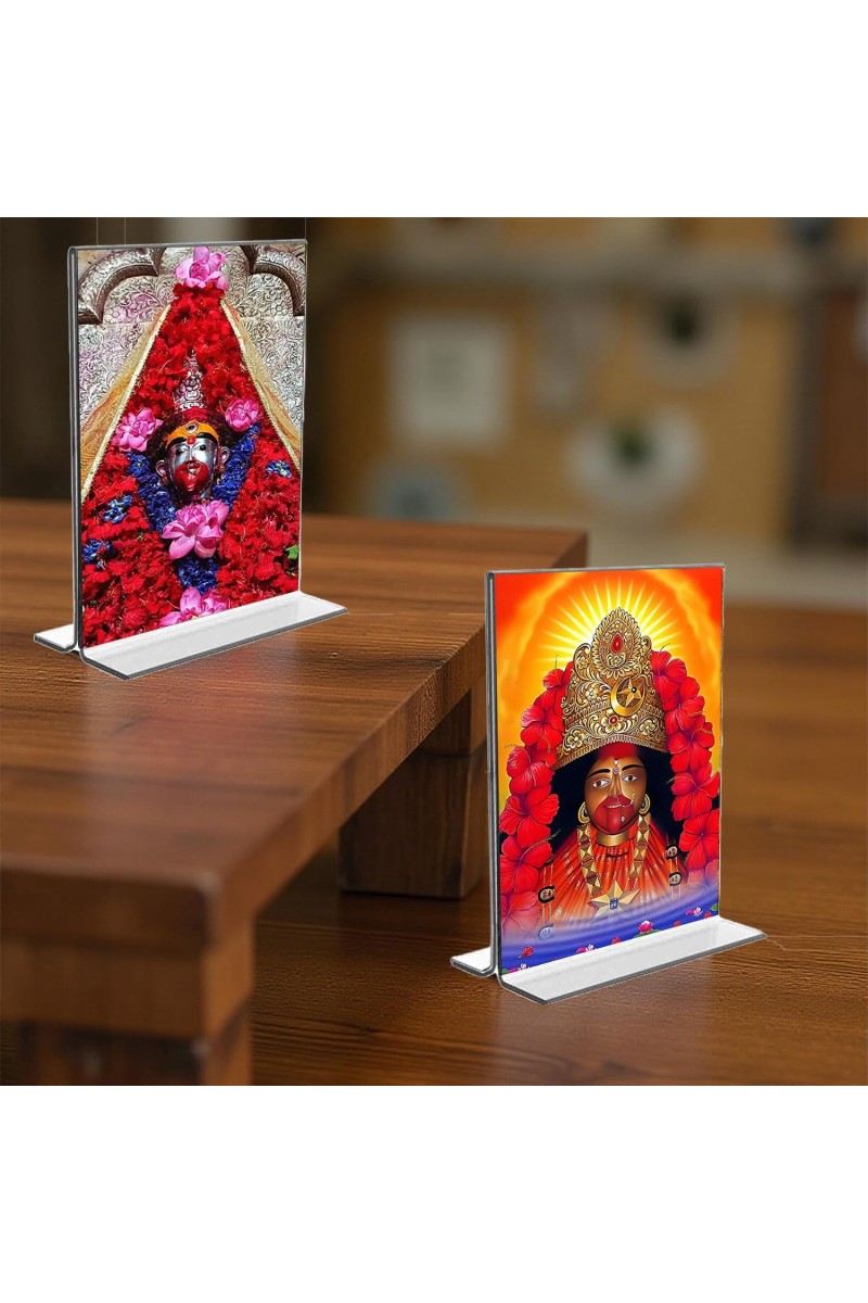 Tara Debi Acrylic T-Style Photo Stand - 9x11 Inches, Compact and Stylish Spiritual Display, easily change 2 photos (Pack of 1)
