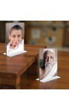 Sri Aurobindo & Debi Mirra Alfassa Acrylic T-Style Photo Stand, Compact and Stylish Spiritual Display, easily change 2 photos (Pack of 1)