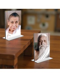 Sri Aurobindo & Debi Mirra Alfassa Acrylic T-Style Photo Stand - 9x11 Inches, Compact and Stylish Spiritual Display, easily change 2 photos (Pack of 1)