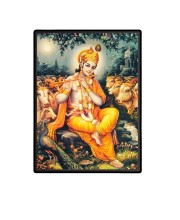 Krishna Laminated Photo - 5x7 Inches, Divine Blessings for Home & Office and Temple Decoration