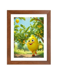 AI Funny cute lemon Art Picture for Kids - 14x18 inches, Brown Color - Perfect Wall Decor for Children's Room