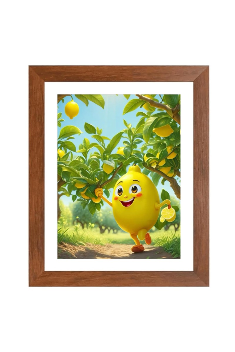 AI Funny cute lemon Art Picture for Kids - 10x14 inches, Brown Color - Perfect Wall Decor for Children's Room