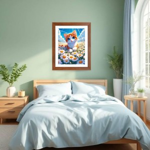 AI Funny Cute Cat Art Picture for Kids - 10x14 inches, Brown Color - Perfect Wall Decor for Children's Room AI Funny Cute Cat Art Picture for Kids - 10x14 inches, Brown Color - Perfect Wall Decor for Children's Room