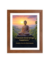 Buddha & Famous Quote Brown Frame, 14x18InchesInspirational Wall Art for Office, Home DecorIdeal Spiritual Gift