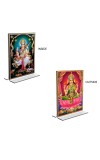 Debi Saraswati & Debi Lakhsmi Acrylic T-Style Photo Stand - 5x7 Inches, Compact and Stylish Spiritual Display, easily change 2 photos (Pack of 1)