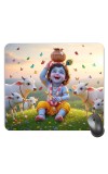 Customized Lord Krishna Picture Sublimation Mouse Pad | 8 X 7.5 Inch | Smooth Cloth Surface | Non-Slip Rubber Base | Personalized Mousepad for Laptop & Desktop (F17128)