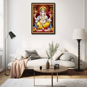 Sri Ganesh Laminated Photo (9x11 Inches Without glass) Divine Blessings for Table and Walls,Home & Office and Temple Decoration