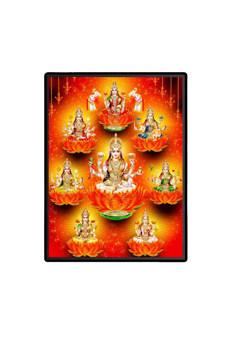 Ashta Lakshmi Laminated Photo - 11x13 Inches, Divine Blessings for Home & Office and Temple Decoration