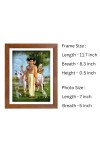 Generic Lord Dattatreya Colored Photo | 7x5 Inch Spiritual Wall Art for Home, Temple, Puja Room | Brown, Rectangular Frame
