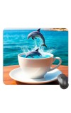 Customized Beautiful Sea Dolphin in Cup Picture Sublimation Mouse Pad | 8 X 7.5 Inch | Smooth Cloth Surface | Non-Slip Rubber Base | Personalized Mousepad for Laptop & Desktop (F17311)