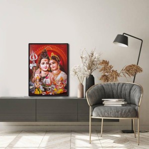 Lord Shiva Family Laminated Photo - 9x11 Inches, Divine Blessings for Home & Office and Temple Decoration