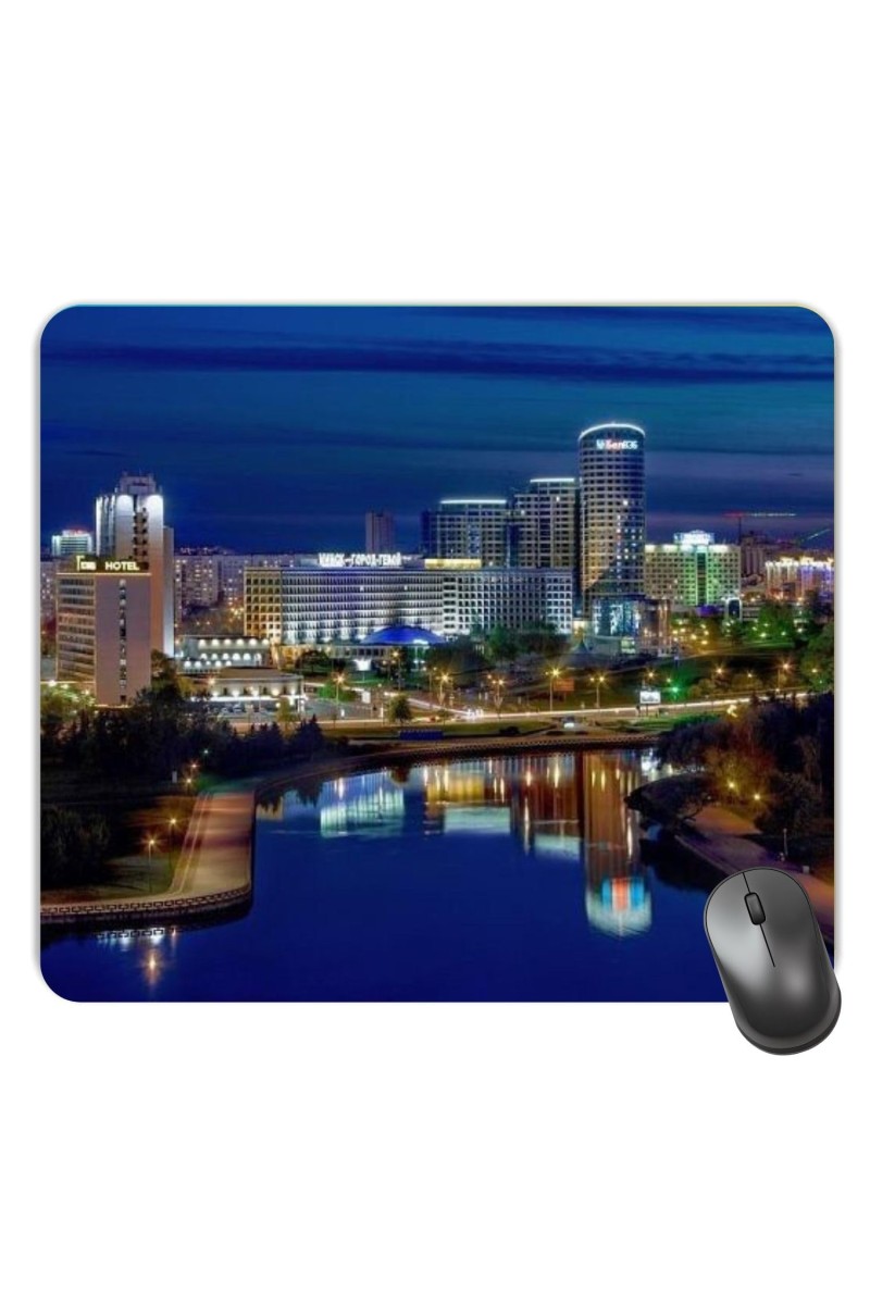 Customized Skyline of Minsk Picture Sublimation Mouse Pad | 8 X 7.5 Inch | Smooth Cloth Surface | Non-Slip Rubber Base | Personalized Mousepad for Laptop & Desktop (F17422)