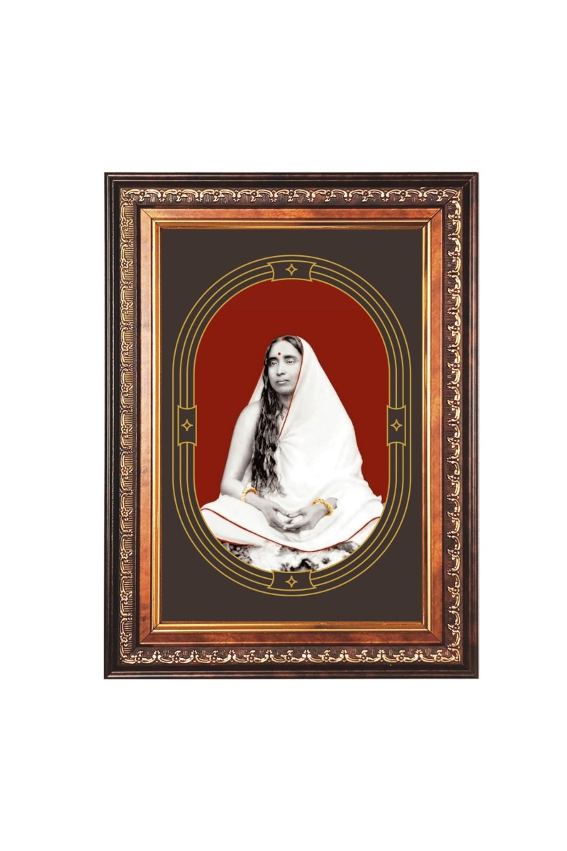 Sri Maa Sarada Devi Color Photo 8x12 Inch - Vibrant Religious Wall Art for Home or Office Decor.