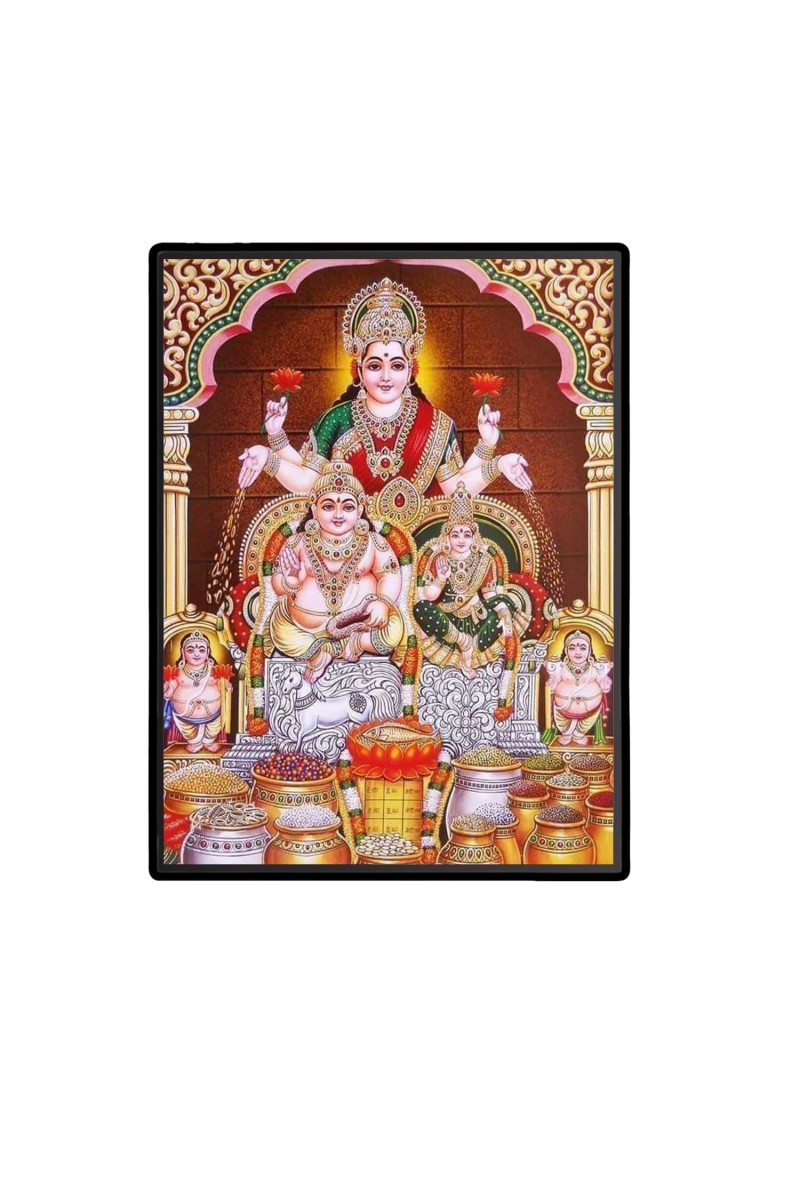 Lakshmi Kubera Laminated Photo - 5x7 Inches, Divine Blessings for Home & Office and Temple Decoration