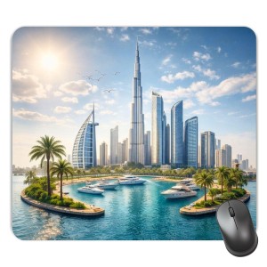 Customized Burj Al Arab Picture Sublimation Mouse Pad | 8 X 7.5 Inch | Smooth Cloth Surface | Non-Slip Rubber Base | Personalized Mousepad for Laptop & Desktop (F17172)