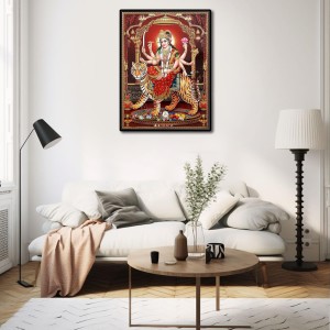 Maa Durga Laminated Photo (13x15 Inches) Divine Blessings for Home & Office and Temple Decoration